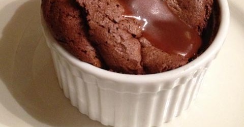 Chocolate Souffle with Caramel